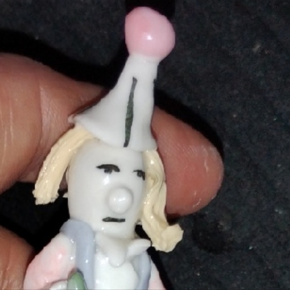 Whimsical Porcelain Clown Figurine - Pink and White